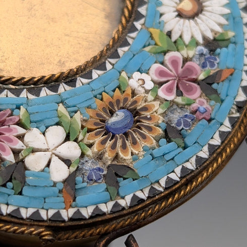 古董微馬賽克裝飾黃銅小相框相框/肖像