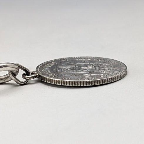 Circa 1900 British Antique Fancy Link Sterling Silver Albert Chain 64g Coin Infob