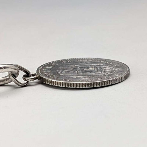 Circa 1900 British Antique Fancy Link Sterling Silver Albert Chain 64g Coin Infob