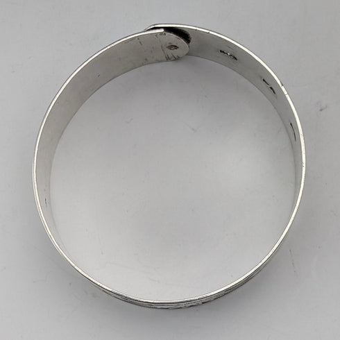 1945年 英国ヴィンテージ 純銀製 フラワー装飾 ブレスレット 50g Joseph Smith