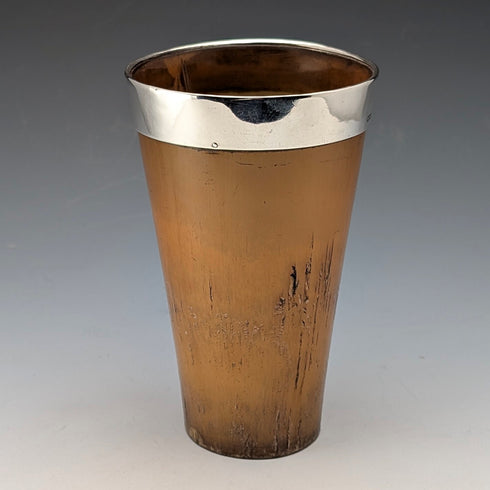 1934 British vintage sterling silver horn beaker cup by William Dunningham