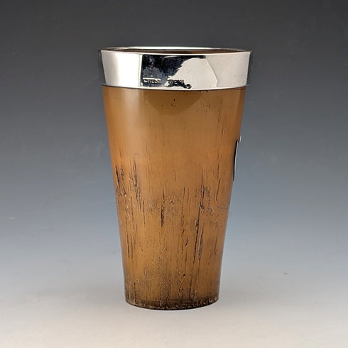 1934 British vintage sterling silver horn beaker cup by William Dunningham