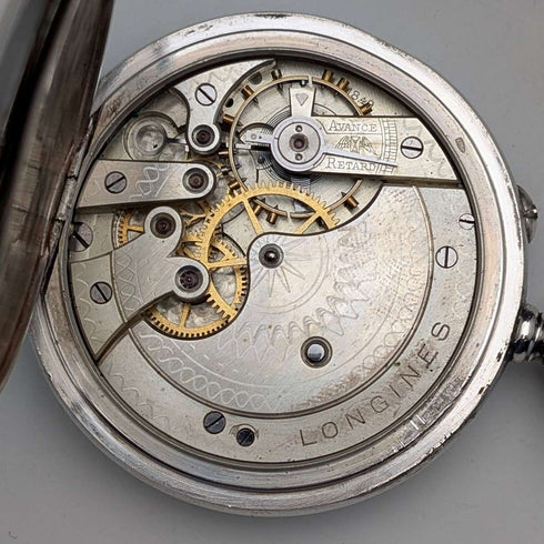 1911年頃 アンティーク ロンジン 懐中時計 純銀オープンフェース 動作良好