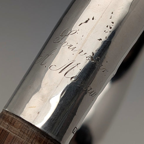 1912 年英國古董棕色桿純銀純色彎柄手杖 92 厘米