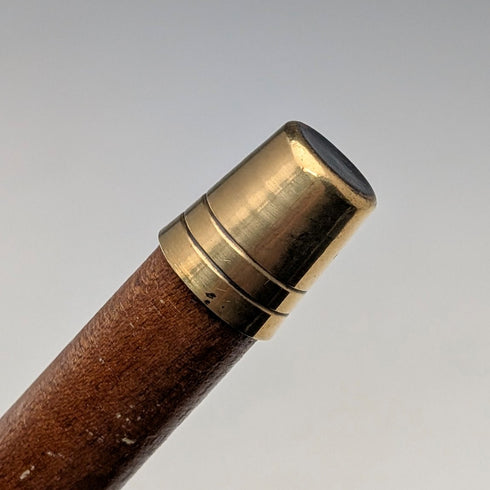 ヴィンテージ タンシャフト 曲がりハンドル 純銀装飾 ステッキ 杖 92cm