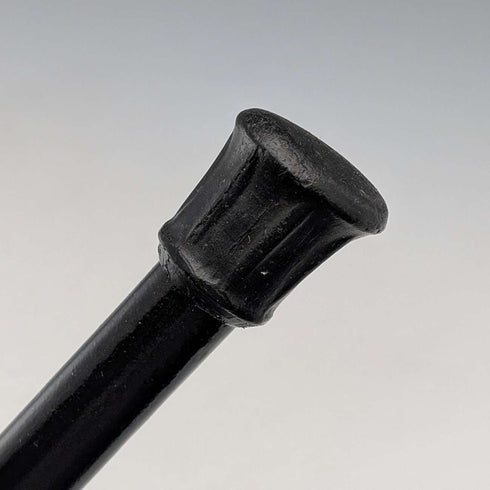 1943 British vintage black shaft curved handle pure silver decorated walking stick 93cm