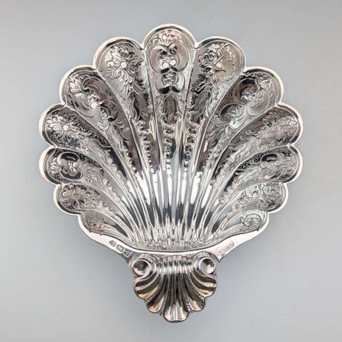 1978 British vintage sterling silver shell-shaped footed dish 124g David Hollander&Son