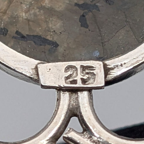 復古拉長石和純銀吊墜搭配純銀超厚項鍊