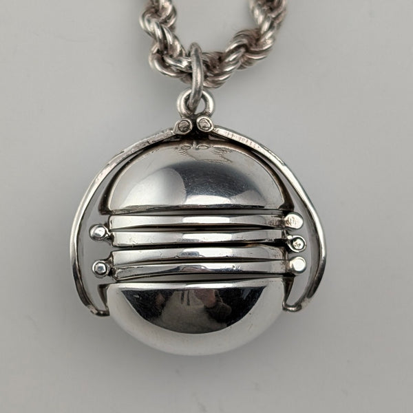 ヴィンテージ 純銀製展開式フォトペンダント 純銀極太ネックレス付き 47g