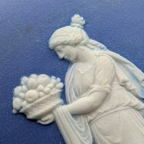 Antique British Wedgwood Biscuit Barrel Jasperware Royal Blue