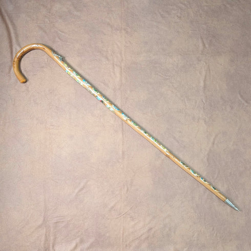 復古歐洲之旅彎柄旅遊手杖棕褐色桿 90 厘米