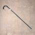 1920 British antique black shaft curved handle pure silver decorated walking stick 84cm