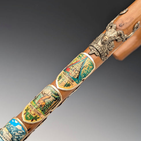 復古歐洲之旅彎柄旅遊手杖棕褐色桿 90 厘米