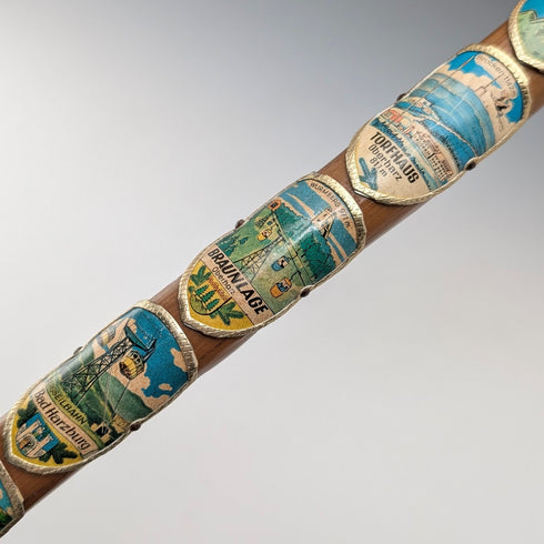 復古歐洲之旅彎柄旅遊手杖棕褐色桿 90 厘米