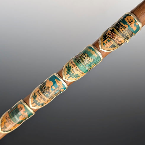 復古歐洲之旅彎柄旅遊手杖棕褐色桿 90 厘米