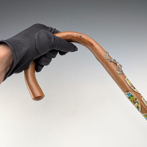 復古歐洲之旅彎柄旅遊手杖棕褐色桿 90 厘米