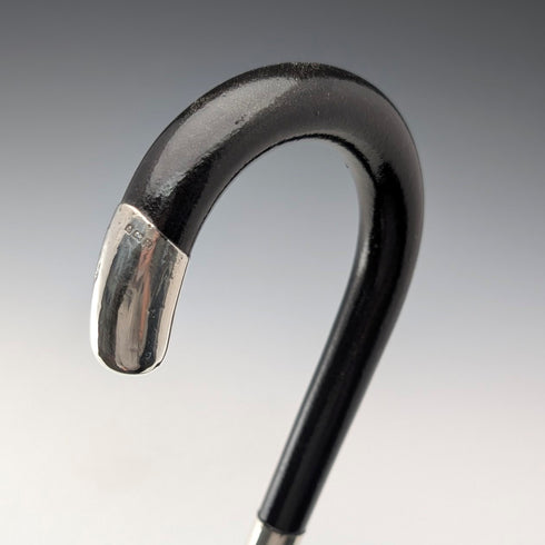 1920 年英國古董黑軸彎柄純銀裝飾手杖 84 厘米
