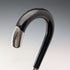 1920 British antique black shaft curved handle pure silver decorated walking stick 84cm