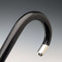 1920 British antique black shaft curved handle pure silver decorated walking stick 84cm