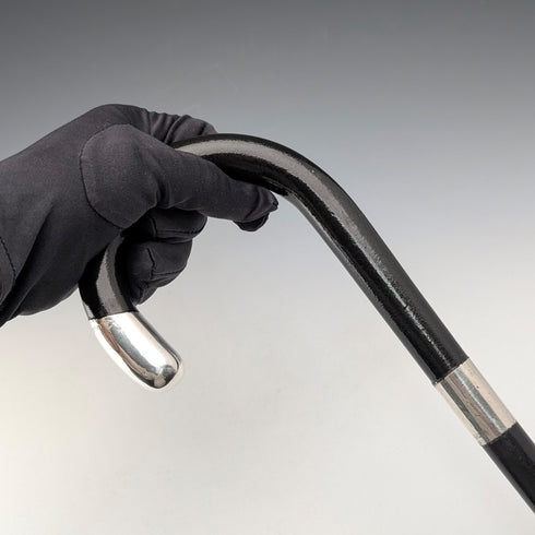 1920 年英國古董黑軸彎柄純銀裝飾手杖 84 厘米