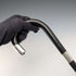 1920 British antique black shaft curved handle pure silver decorated walking stick 84cm