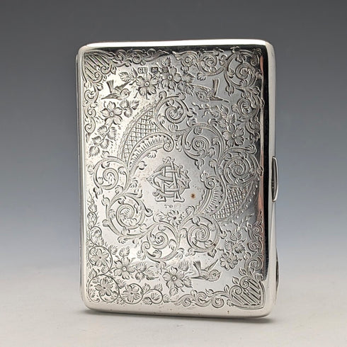 1896 British antique sterling silver double door card case 120g George Unite Very good condition