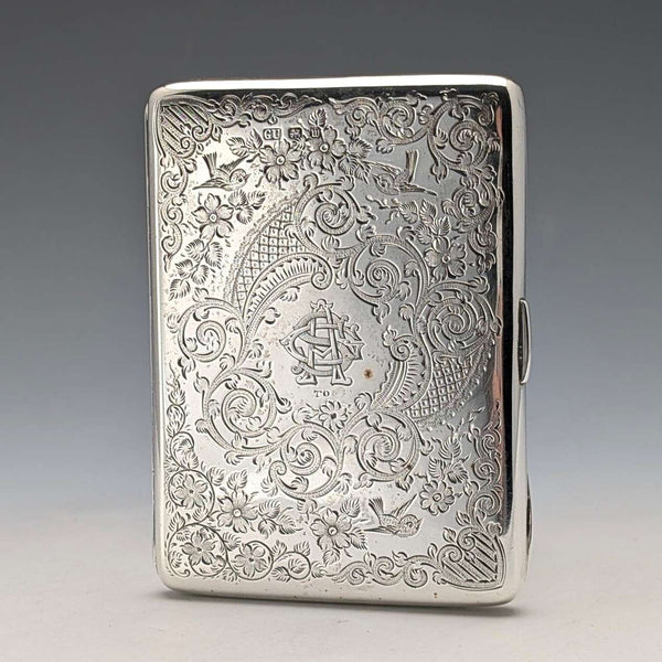 1896年 英国アンティーク 純銀製 両開き型カードケース 120g George Unite 極美品