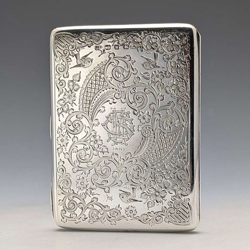 1896年 英国アンティーク 純銀製 両開き型カードケース 120g George Unite 極美品