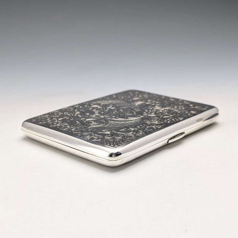1896年 英国アンティーク 純銀製 両開き型カードケース 120g George Unite 極美品