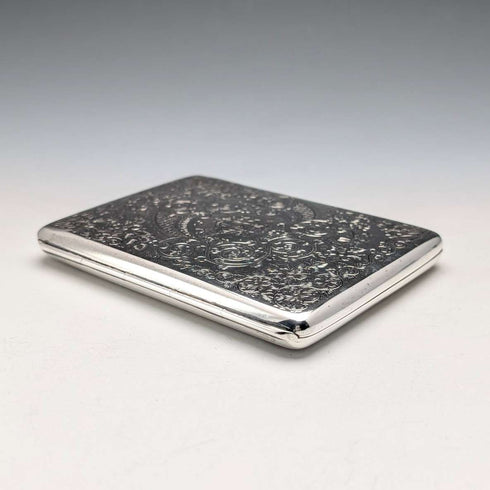 1896年 英国アンティーク 純銀製 両開き型カードケース 120g George Unite 極美品