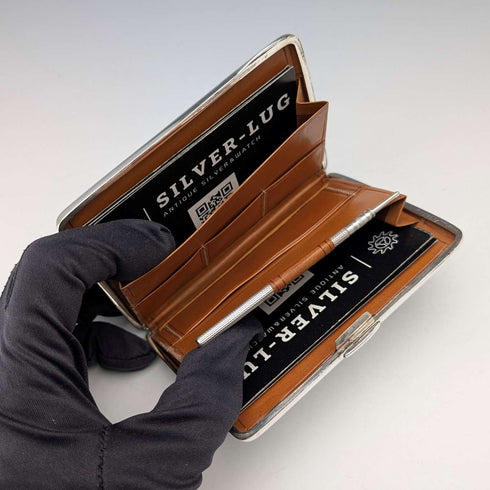 1896年 英国アンティーク 純銀製 両開き型カードケース 120g George Unite 極美品