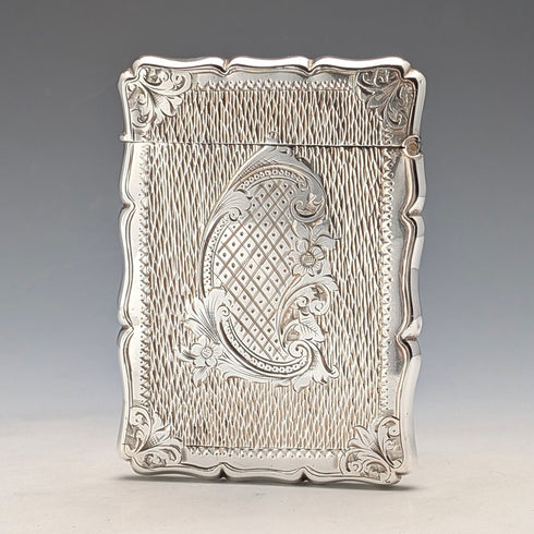 1901 年英國古董花卉雕刻純銀卡片盒,75 克,盒裝,Lines,Bunn & Mason