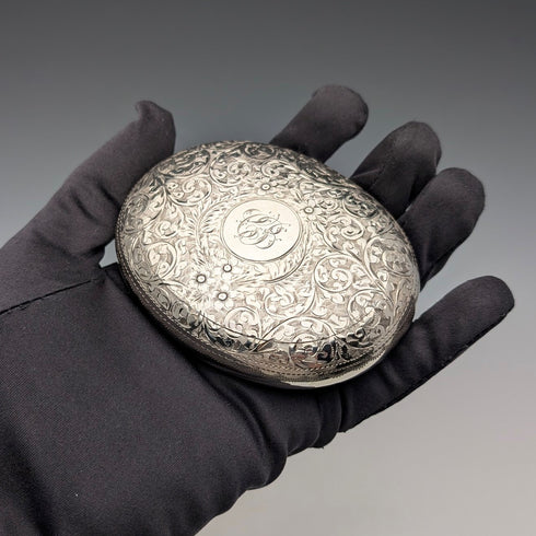 1912 年英國古董純銀鵝卵石形鼻煙盒 85 克 John Rose 狀況極佳