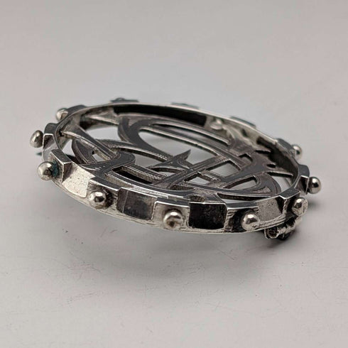 Antique sterling silver monogrammed round brooch