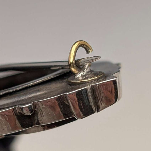 1880 British antique sterling silver finely engraved oval brooch by Alfred George Griffiths