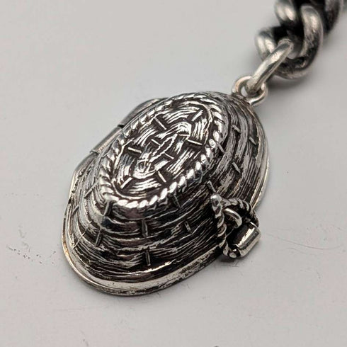 1909 British antique sterling silver Albert chain 50g basket fob
