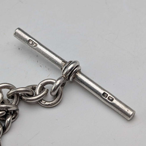 1909 British antique sterling silver Albert chain 50g basket fob