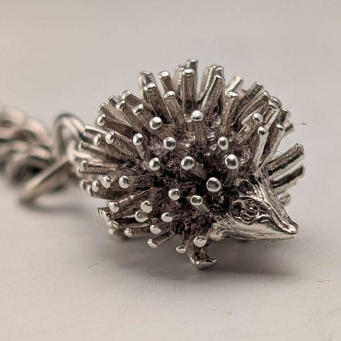 1912 British antique sterling silver Albert chain 50g hedgehog fob