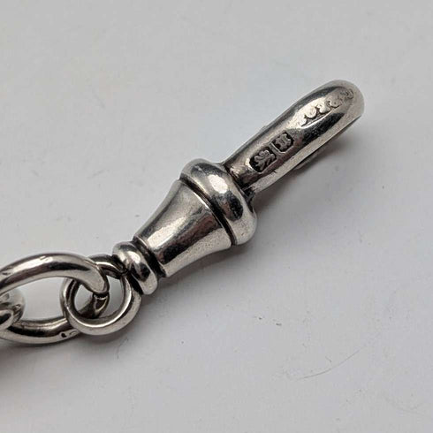 Circa 1900 British antique sterling silver Albert chain 51g horse medal fob
