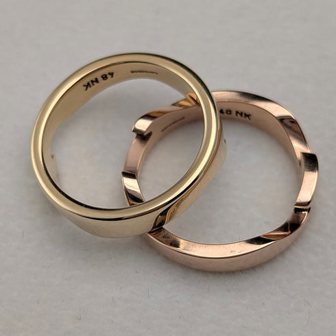 北歐 Georg Jensen 2 排融合 K18 金戒指 8.8 克(尺寸 9-10)戒指帶錶殼