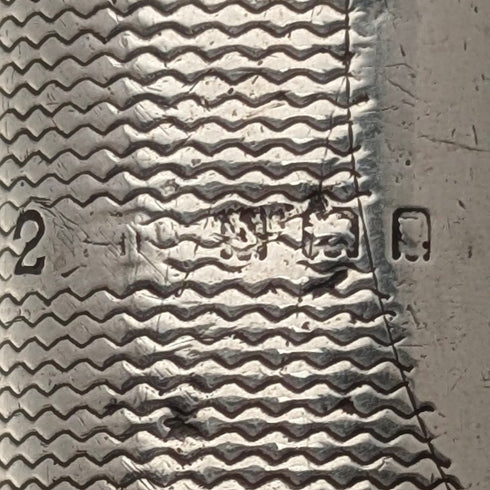 1929年 英国ヴィンテージ ブラックシャフト 曲がりハンドル 純銀装飾 ステッキ 杖 85cm