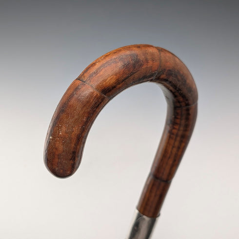 1934 年英國復古棕褐色軸彎柄純銀裝飾手杖 83 厘米
