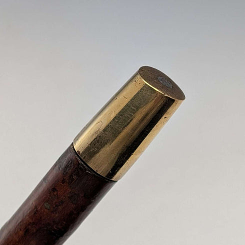 1899年英國古董棕色軸,彎曲手柄,純銀裝飾,手杖,85厘米