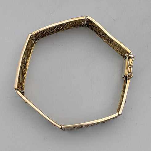 ヴィンテージ 835シルバー ゴールドメッキ フィリグリーブレスレット