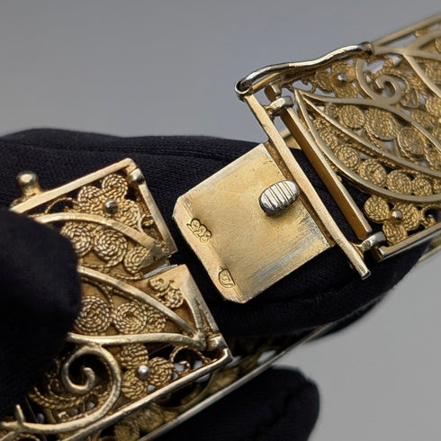 ヴィンテージ 835シルバー ゴールドメッキ フィリグリーブレスレット