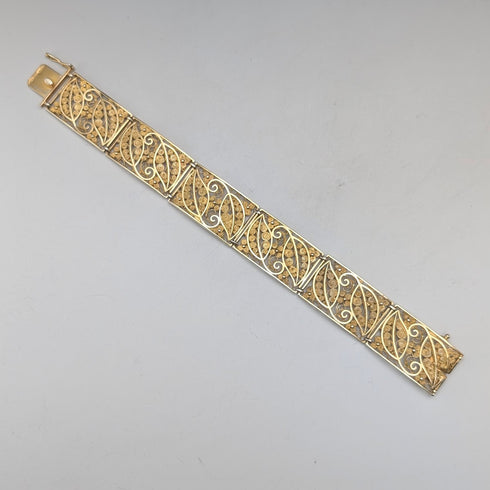 ヴィンテージ 835シルバー ゴールドメッキ フィリグリーブレスレット