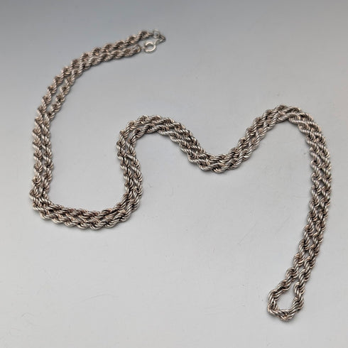 British vintage sterling silver twisted chain necklace 15g