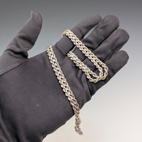 British vintage sterling silver twisted chain necklace 15g