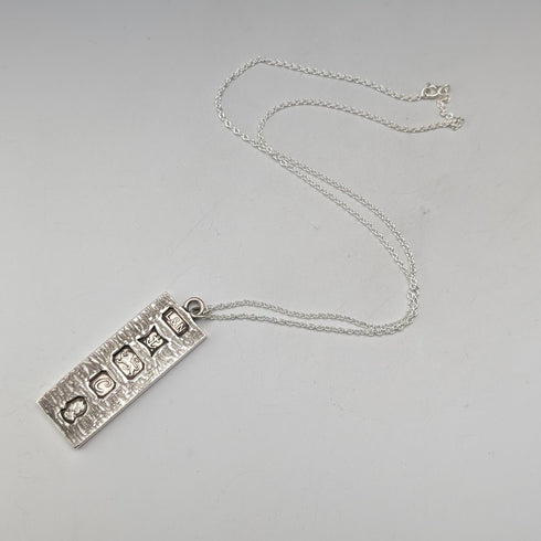 1977年 英国 純銀製 ジュビリーインゴットペンダント&純銀製チェーン 計32g L&N