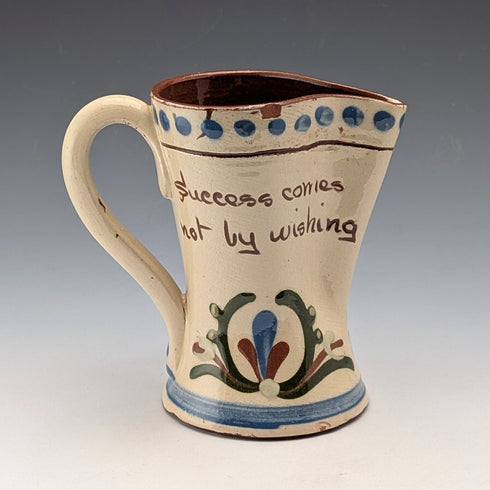 Antique British Mottoware Jug, Beige